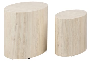 Mirol 33x48 cm Ovalt Sofabord i Sten - Beige - Møbler - Borde - Sofabord