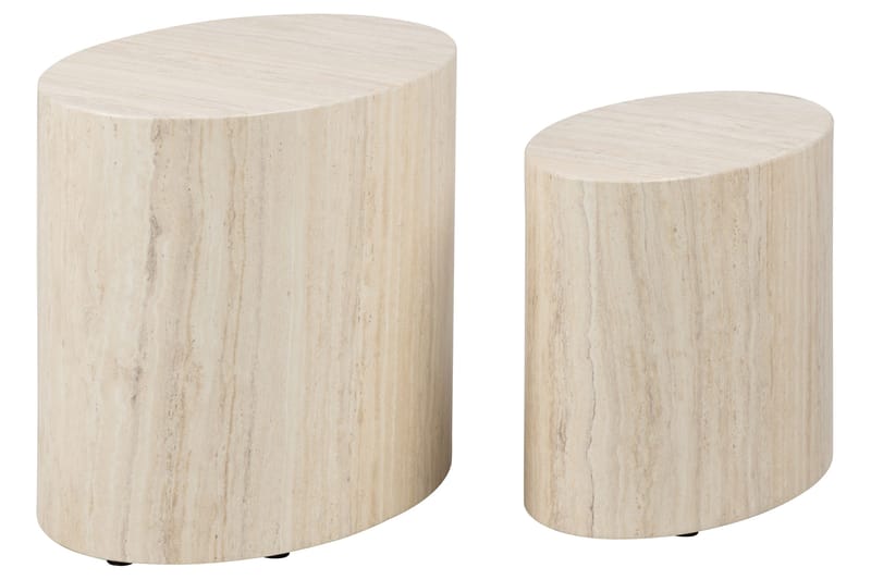 Mirol 33x48 cm Ovalt Sofabord i Sten, Beige