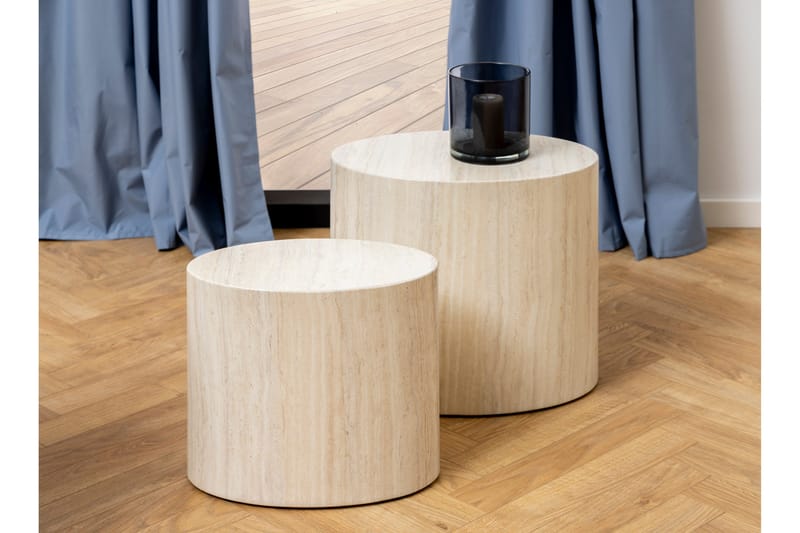 Mirol 33x48 cm Ovalt Sofabord i Sten - Beige - Møbler - Borde - Sofabord
