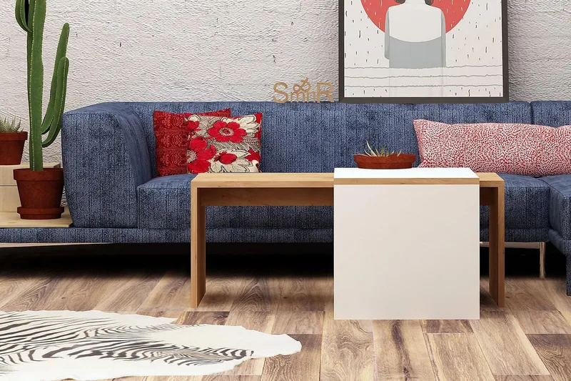 Mod Design Indskudsbord 90 cm 2 Bord - Træ/Hvid - Møbler - Borde - Sofabord