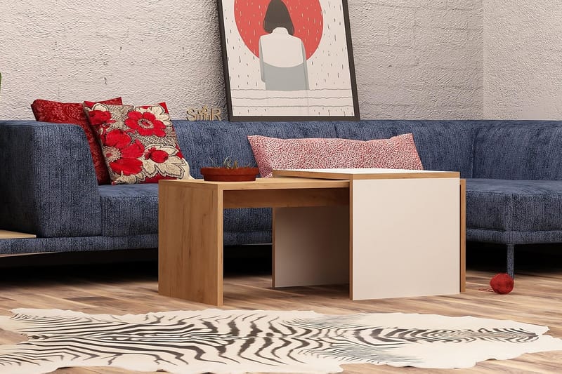 Mod Design Indskudsbord 90 cm 2 Bord - Træ/Hvid - Møbler - Borde - Sofabord