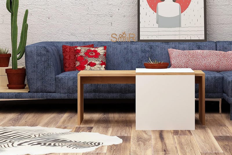 Mod Design Indskudsbord 90 cm 2 Bord - Træ/Hvid - Møbler - Borde - Sofabord