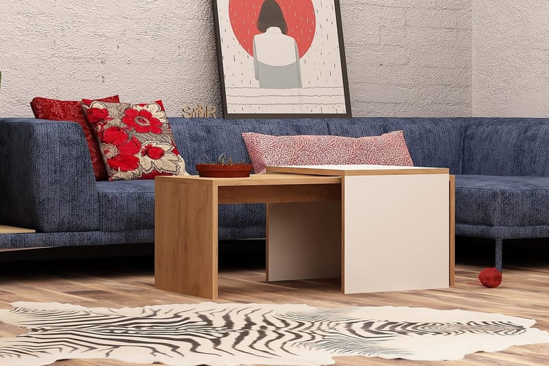 Mod Design Indskudsbord 90 cm 2 Bord - Træ/Hvid - Møbler - Borde - Sofabord