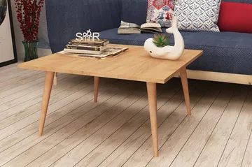 Mod Design Rektangulært Sofabord 80 cm i Træ med Koniske Ben - Brun - Møbler - Borde - Sofabord
