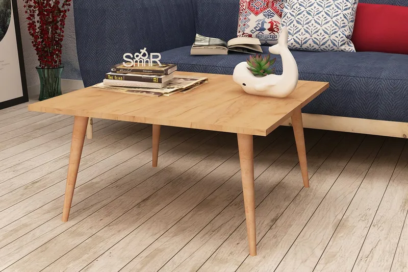 Mod Design Rektangulært Sofabord 80 cm i Træ med Koniske Ben - Brun - Møbler - Borde - Sofabord
