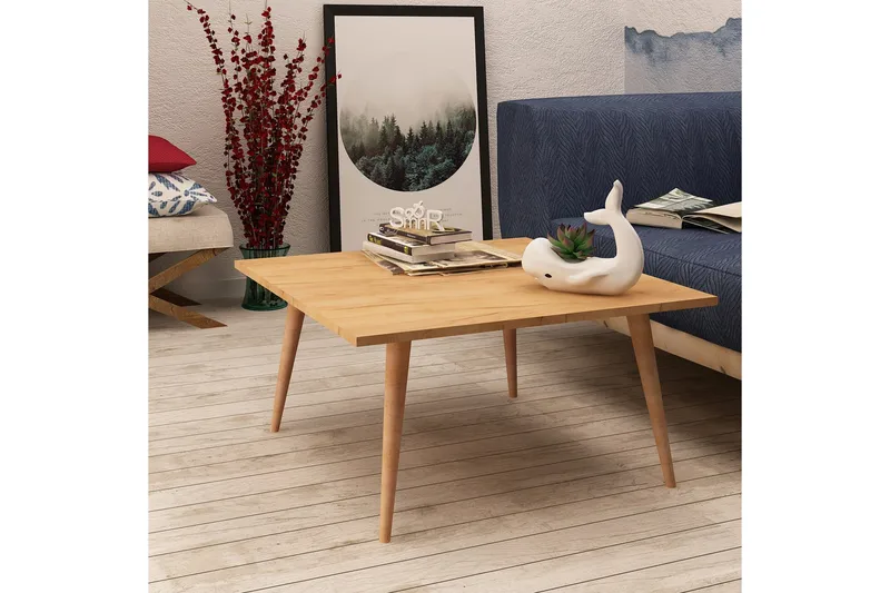 Mod Design Rektangulært Sofabord 80 cm i Træ med Koniske Ben - Brun - Møbler - Borde - Sofabord