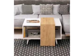 Mod Design Sofabord 80 cm med Opbevaring Hylde - Træ/Hvid - Møbler - Borde - Sofabord