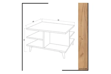 Mod Design Sofabord 80 cm med Opbevaring Hylder - Træ/Hvid - Møbler - Borde - Sofabord