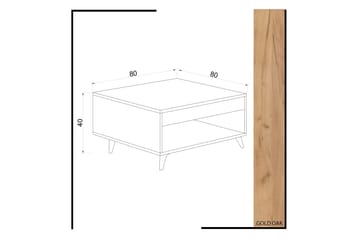 Mod Design Sofabord 80 cm med Opbevaring Skuffe + Hylde - Træ/Hvid - Møbler - Borde - Sofabord