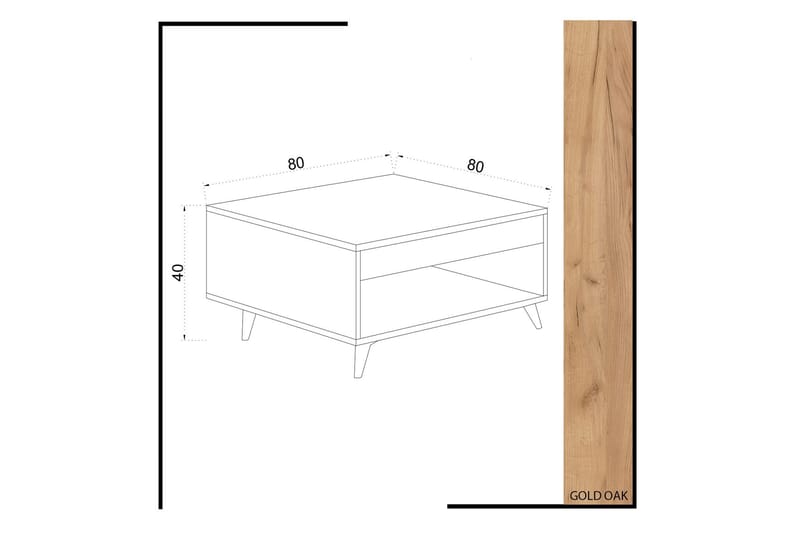 Mod Design Sofabord 80 cm med Opbevaring Skuffe + Hylde - Træ/Hvid - Møbler - Borde - Sofabord