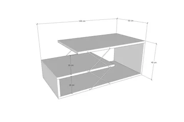 Moengo Sofabord 100 cm med Opbevaring Hylde - Antracit/Sort - Møbler - Borde - Sofabord