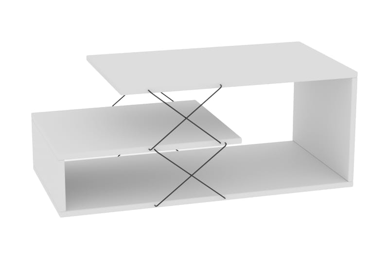 Moengo Sofabord 100 cm med Opbevaring Hylde - Hvid/Sort - Møbler - Borde - Sofabord