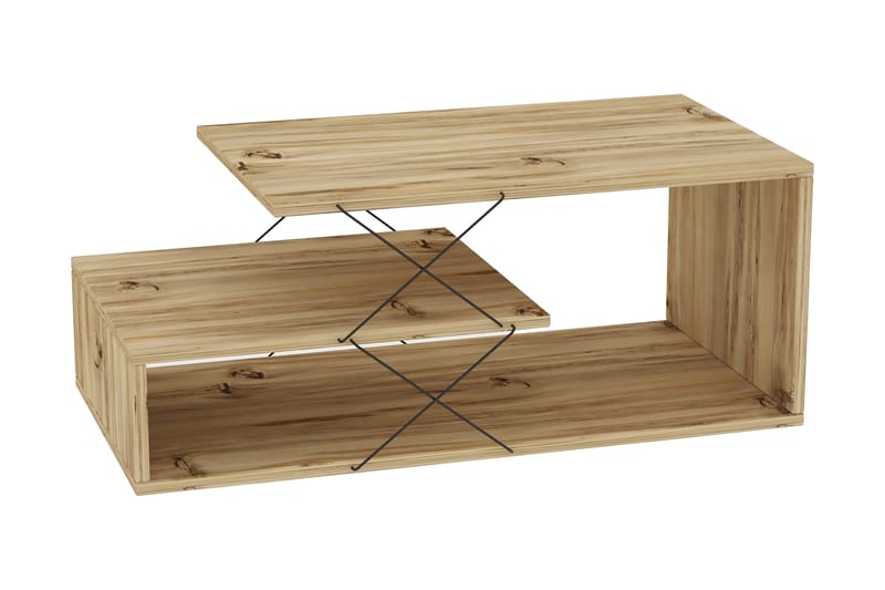 Moengo Sofabord 100 cm med Opbevaring Hylde - Natur/Brun/Sort - Møbler - Borde - Sofabord