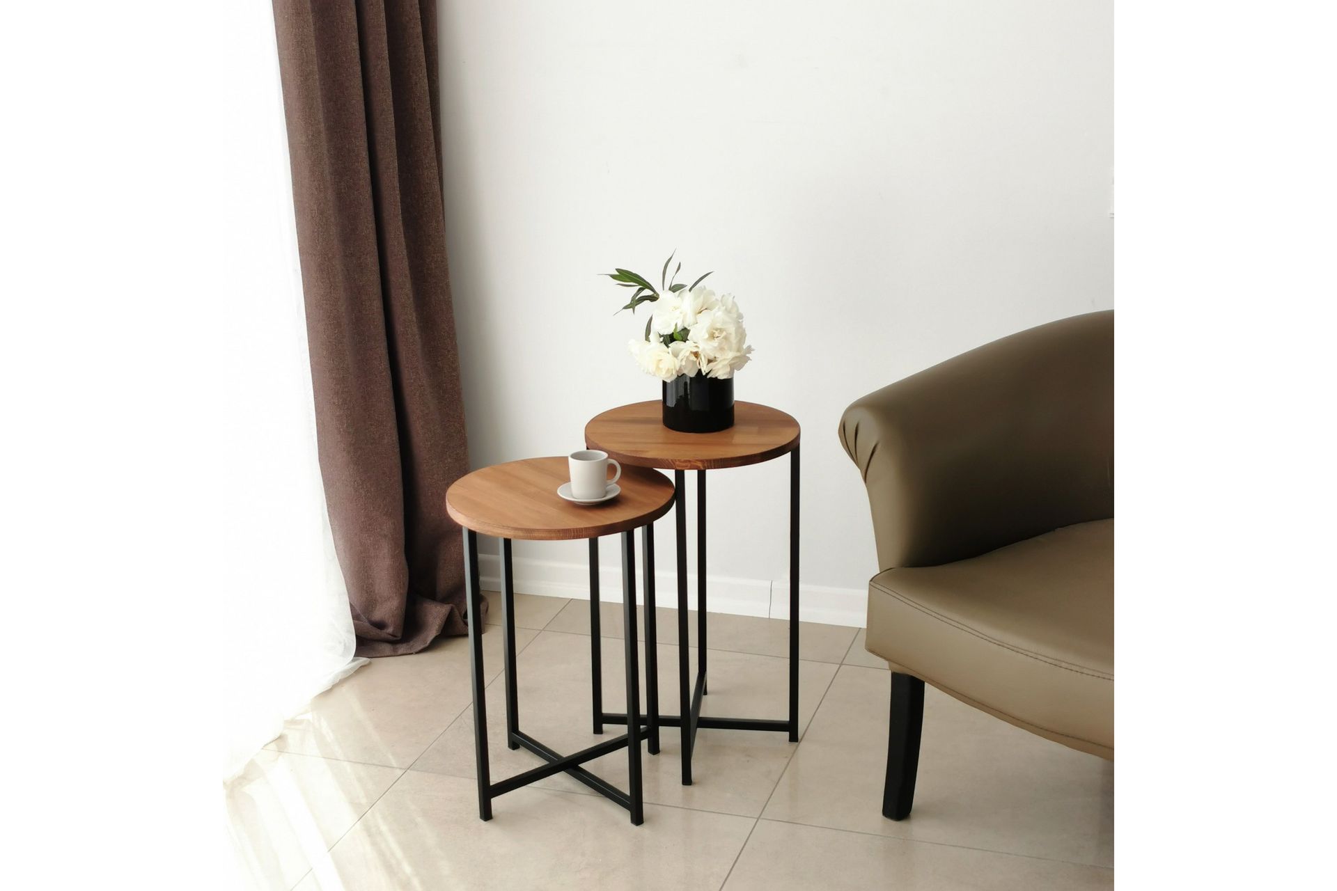 Mogue Sofabord 35x35x35 cm Rundt - Eg - Møbler - Borde - Sofabord