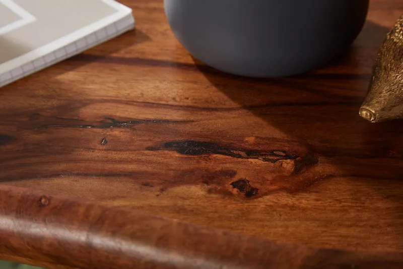 Mondry Sofabord 79 cm Nyreformet - Massivt Træ/Sort - Møbler - Borde - Sofabord