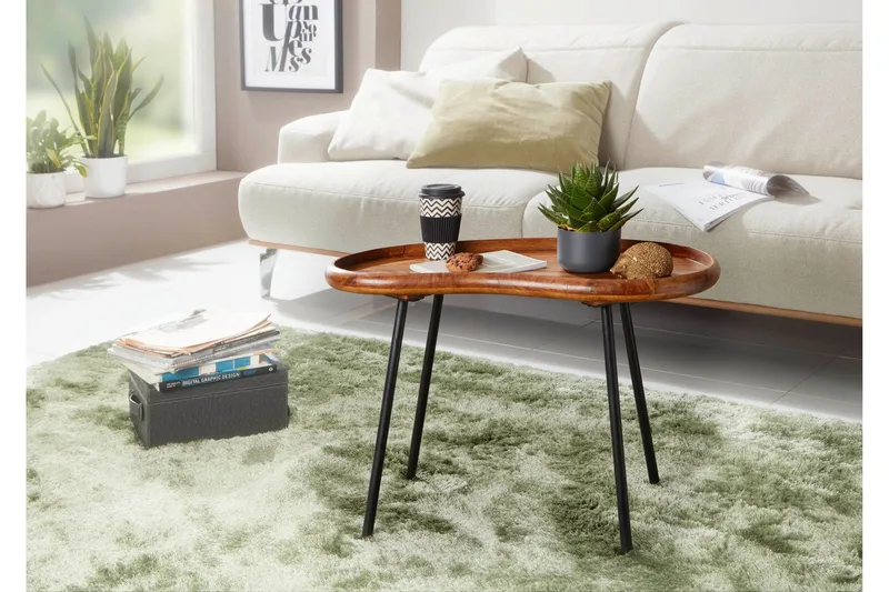 Mondry Sofabord 79 cm Nyreformet - Massivt Træ/Sort - Møbler - Borde - Sofabord