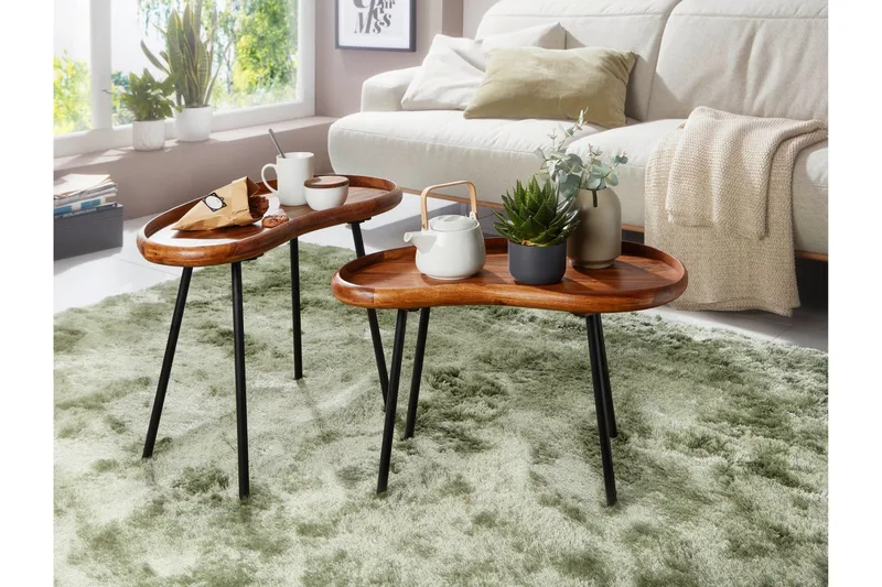 Mondry Sofabord 79 cm Nyreformet - Massivt Træ/Sort - Møbler - Borde - Sofabord