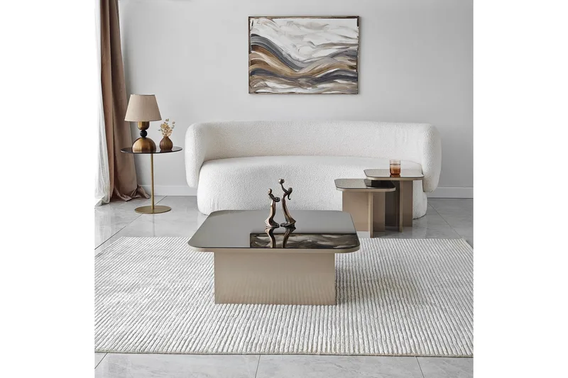 Moosonee Rektangulært Sofabord 80 cm i Glas med Metalstel - Bronzebrun - Møbler - Borde - Sofabord