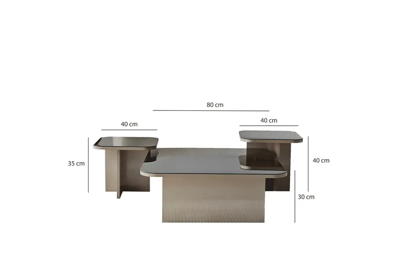 Moosonee Rektangulært Sofabord 80 cm i Glas med Metalstel - Bronzebrun - Møbler - Borde - Sofabord
