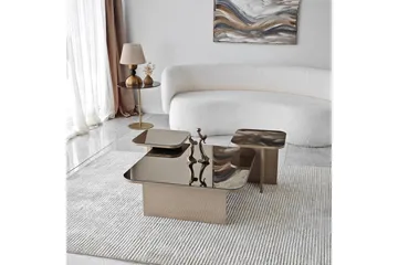 Moosonee Rektangulært Sofabord 80 cm i Glas med Metalstel - Bronzebrun - Møbler - Borde - Sofabord