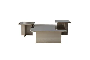 Moosonee Rektangulært Sofabord 80 cm i Glas med Metalstel - Bronzebrun - Møbler - Borde - Sofabord