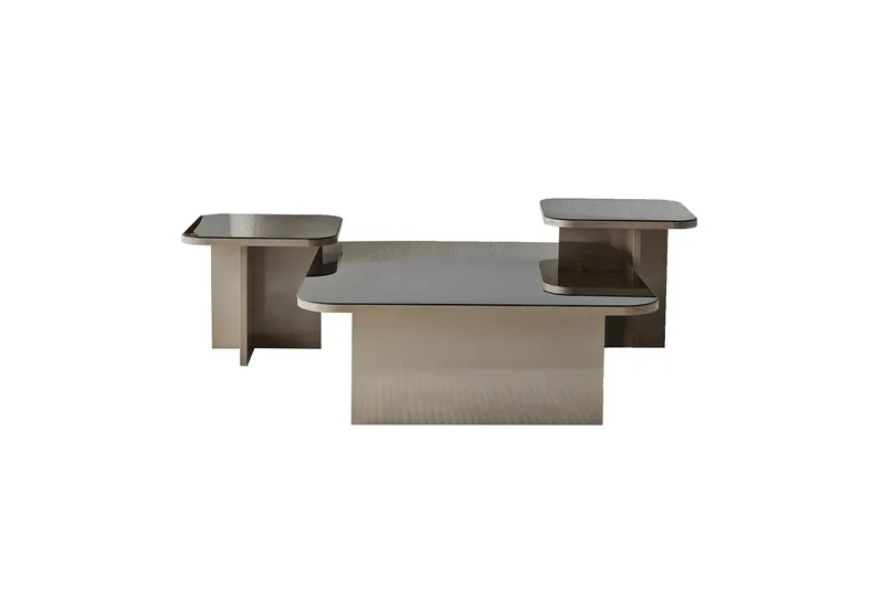 Moosonee Rektangulært Sofabord 80 cm i Glas med Metalstel - Bronzebrun - Møbler - Borde - Sofabord