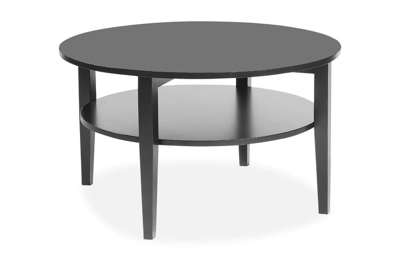 Mora Sofabord 80 cm Rundt med Opbevaring Hylde - Eg/Sort - Møbler - Borde - Sofabord