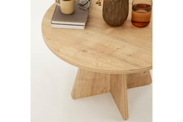 Munne Rundt Sofabord 60 cm i Træ med Krydsben - Beige - Møbler - Borde - Sofabord