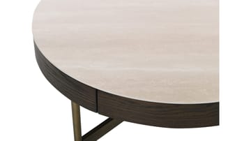 Sofabord Myrdal 90 cm - Travertinbordplade med bronzefarvede metalben - Møbler - Borde - Sofabord