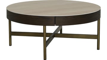 Sofabord Myrdal 90 cm - Travertinbordplade med bronzefarvede metalben - Møbler - Borde - Sofabord