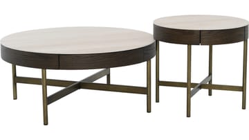 Sofabord Myrdal 90 cm - Travertinbordplade med bronzefarvede metalben - Møbler - Borde - Sofabord