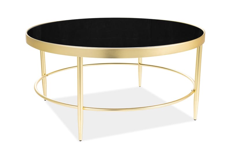 Mystice Sofabord 82 cm Rundt - Glas/Sort/Guld - Møbler - Borde - Sofabord