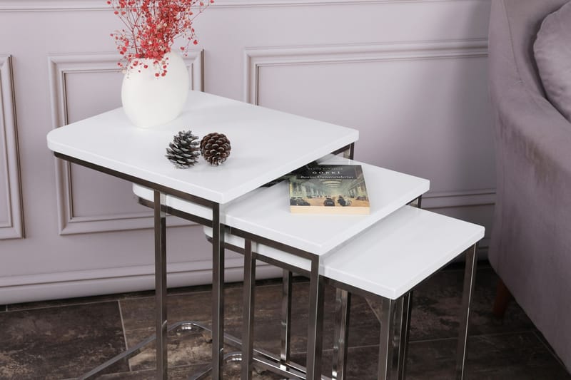 Nagako Sætbord Hvid - Hanah Home - Møbler - Borde - Sofabord