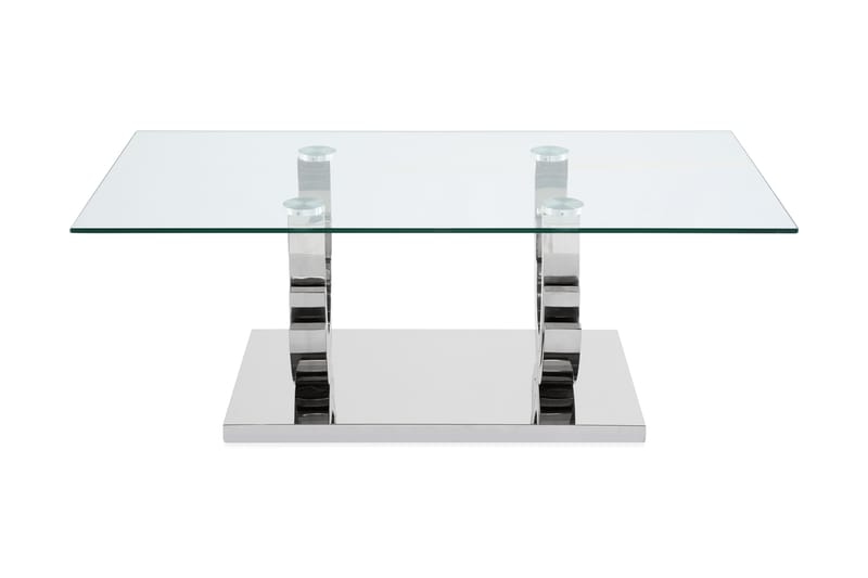 Natear Sofabord 130 cm - Rustfritt Stål/Glas - Sofabord