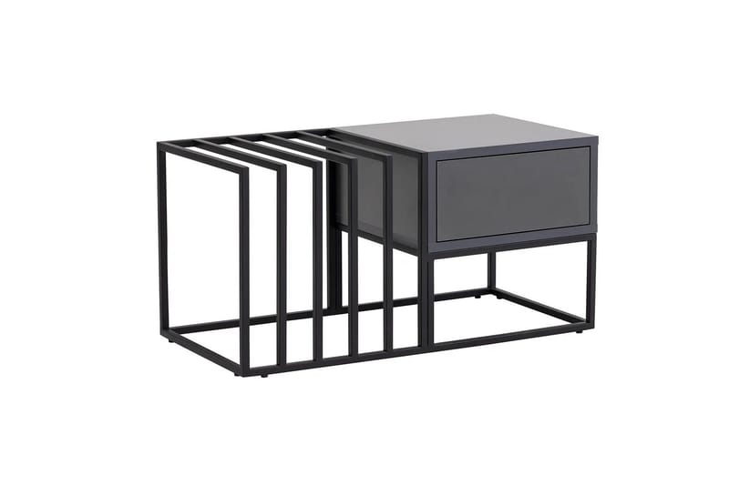 Natsumi 90 cm Rektangulært Sofabord med Skuffer i Metal med Glasplade - Sort - Møbler - Borde - Sofabord