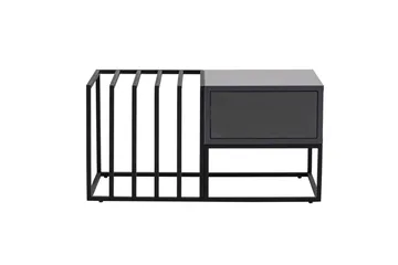 Natsumi 90 cm Rektangulært Sofabord med Skuffer i Metal med Glasplade - Sort - Møbler - Borde - Sofabord