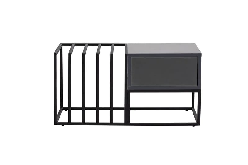 Natsumi 90 cm Rektangulært Sofabord med Skuffer i Metal med Glasplade - Sort - Møbler - Borde - Sofabord
