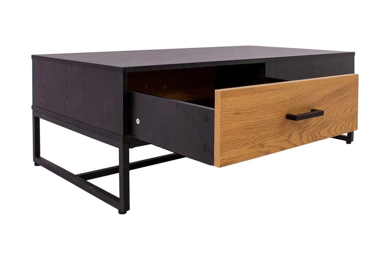Nauerna Sofabord 110 cm med Opbevaring 2 Skuffer - Egefarvet/Sort - Møbler - Borde - Sofabord