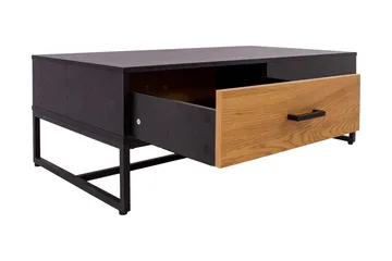 Nauerna Sofabord 110 cm med Opbevaring 2 Skuffer - Egefarvet/Sort - Møbler - Borde - Sofabord