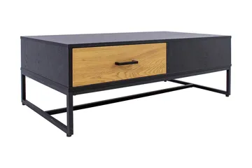 Nauerna Sofabord 110 cm med Opbevaring 2 Skuffer - Egefarvet/Sort - Møbler - Borde - Sofabord