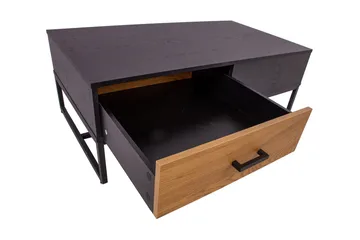 Nauerna Sofabord 110 cm med Opbevaring 2 Skuffer - Egefarvet/Sort - Møbler - Borde - Sofabord