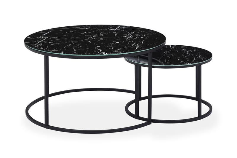 Nelly Aflastningsbord Marmorglas - Sofabord - Semmenfoldeligt bord - Spejlbord - Indskudsborde