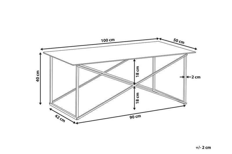 Nod Sofabord 100 cm Marmormønster - Hvid/Sølv - Sofabord