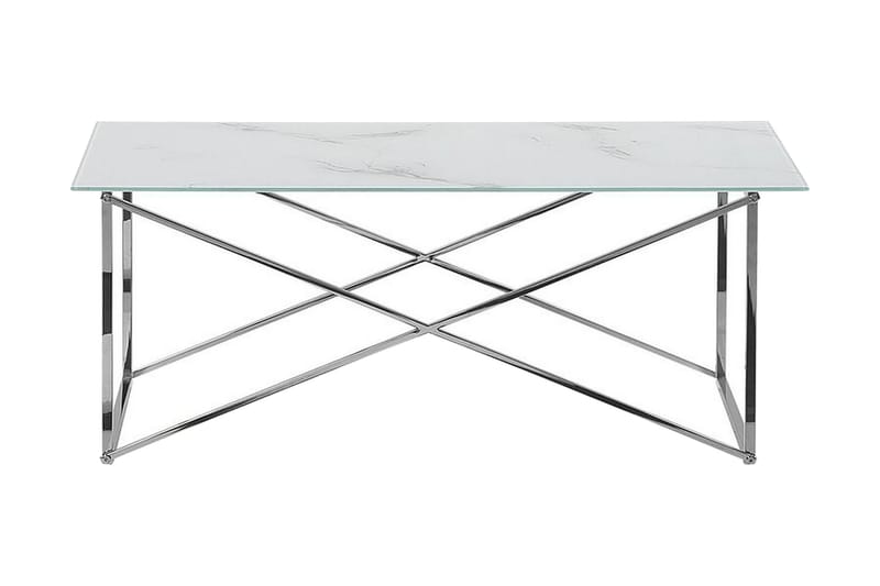 Nod Sofabord 100 cm Marmormønster - Hvid/Sølv - Sofabord