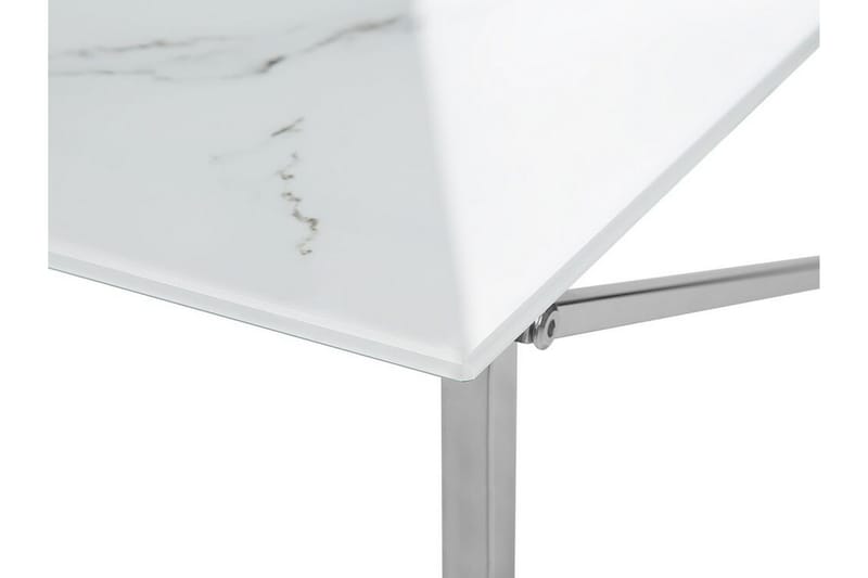Nod Sofabord 100 cm Marmormønster - Hvid/Sølv - Sofabord