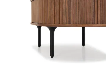 Noira Ovalt Sofabord Valnød 118x60 cm med opbevaringsskuffe - Valnød/Sort - Møbler - Borde - Sofabord