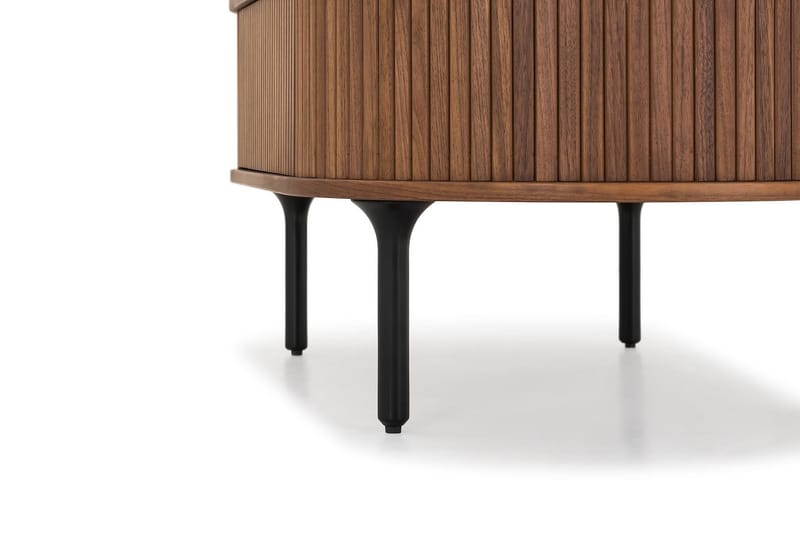 Noira Ovalt Sofabord Valnød 118x60 cm med opbevaringsskuffe - Valnød/Sort - Møbler - Borde - Sofabord