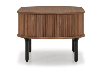 Noira Ovalt Sofabord Valnød 118x60 cm med opbevaringsskuffe - Valnød/Sort - Møbler - Borde - Sofabord