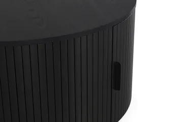 Noira Rundt Sofabord 80 cm med Opbevaring Ribbet - Sortbejdset eg - Møbler - Borde - Sofabord