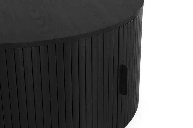 Noira Rundt Sofabord 80 cm med Opbevaring Ribbet - Sortbejdset eg - Møbler - Borde - Sofabord
